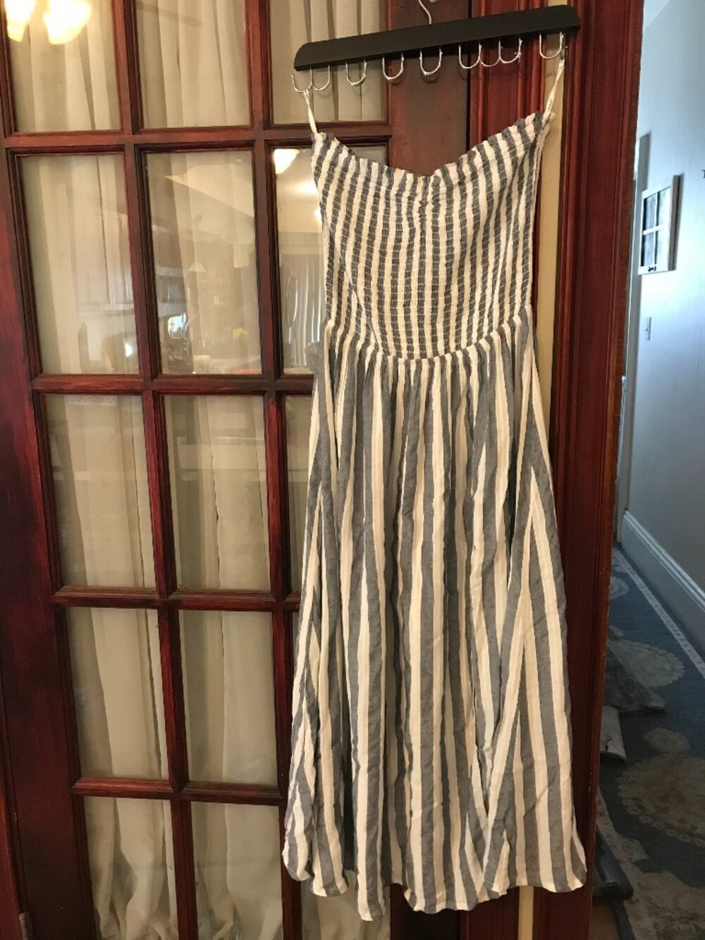 Blue Island Smocked Tube Top Striped Vacation Dress Medium NWOT